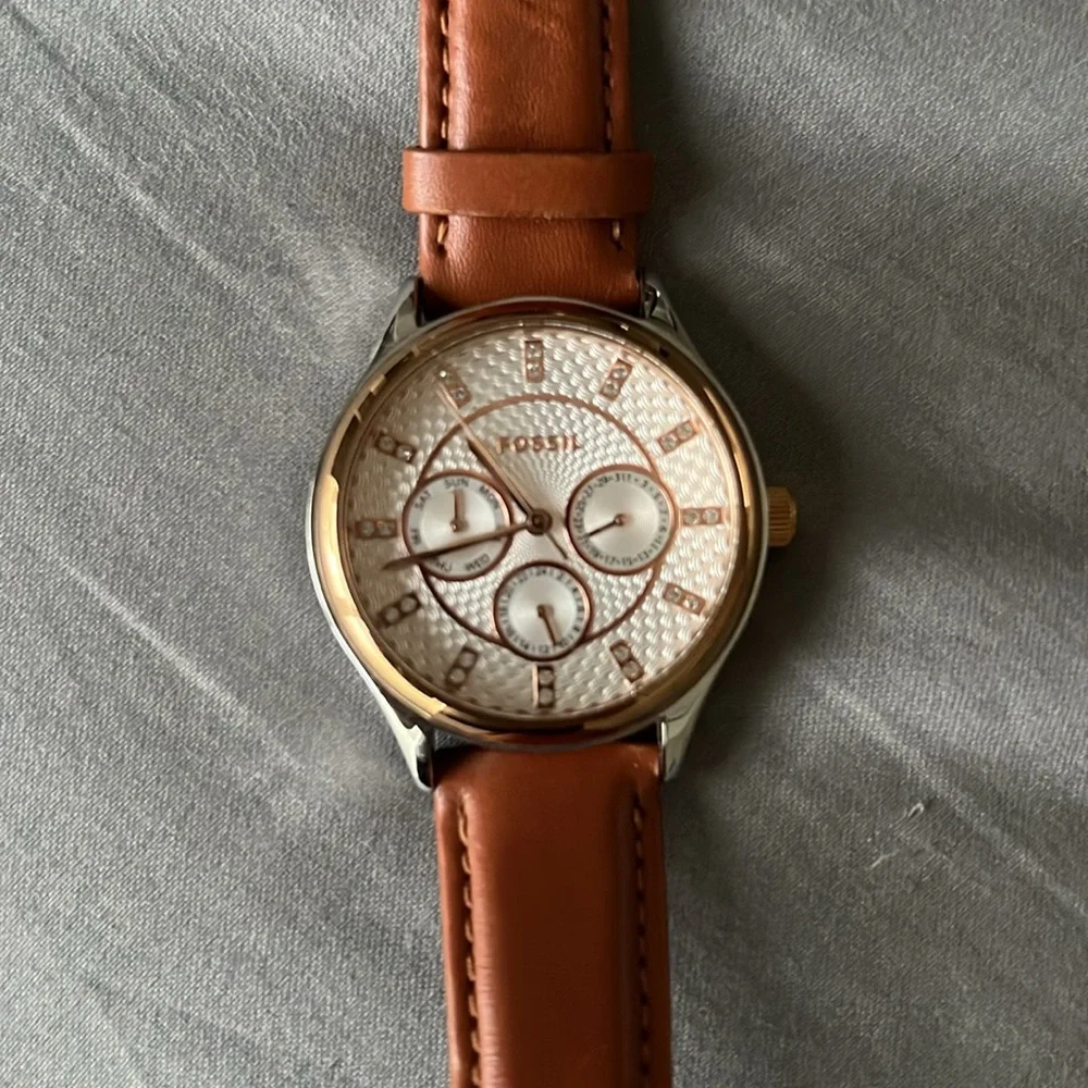 FOSSIL brown leather band watch - Picture 5 of 6